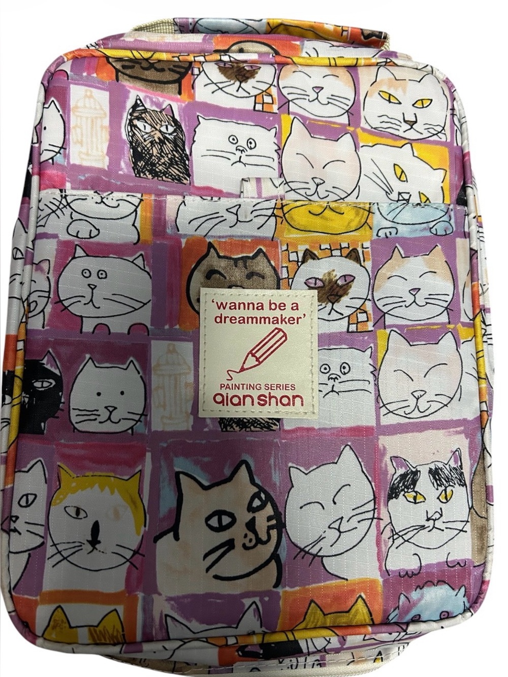 Qianshan Purple Cat Print Pet Travel Bag - "wanna be a dreammaker"